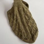 Crocheted Knit Hobo Tote Bag Lightweight Boho Bohemian Festival Olive Green Photo 9