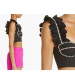 AREA Crystal Embellished Ruffle Bustier Top in Black Size 4 NWT Photo 7