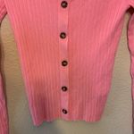 No Boundaries Barbie pink long sleeve sweater w/buttons sz M preppy neon lightweight bright Photo 2
