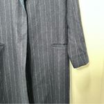 Mango  Women's‎ Navy Pinstripe Wool Blend Longline Coat Blogger Favorite Size S Photo 3