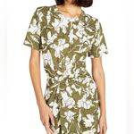 Tanya Taylor Ira Twisted Waist Cotton Shirt Midi Dress in Moss Green Size 1X Photo 3