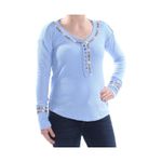 Free People We the Free Rainbow Thermal Henley Long Sleeve Blue Size XS Photo 5