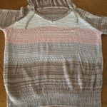 Women's Pink, White, Grey and Brown Striped Sweater Pink Photo 6