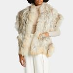 GORSKI Silver Fox Fur Stole with Pockets! NEW with tags $1999 one size! Real fur Gray Photo 4