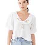 Tach Larina Embroidered Muslin Cotton Gauze Top White Large Photo 4