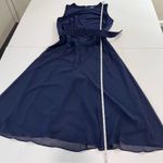 Ralph Lauren NWT  Navy Blue Buckle Belt Sleeveless Jersey‎ Chiffon Dress Size 12 Photo 7