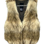 Me Jane  sz M tan & brown BOHO long hair faux fur‎ hook & eye closure V-neck vest Photo 0