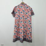 Victoria Dunn Block Print Dress XL Red Blue Floral Short Sleeve Boho Resort Wear Photo 1