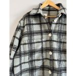 H&M Felted Shacket Shirt Jacket Light Green Plaid Oversized Women’s Medium Photo 2