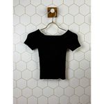 Sandro Paris Black Cropped White Trim Ribbed Top - Size - XS Photo 5