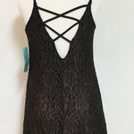 Low Open Back Laced Tie Lacey Dress Black Photo 0