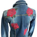 LuLaRoe Womens Jaxon Red Rose Embroidered Rodeo Denim Jean Jacket - Sz XXS Photo 5