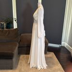 Women’s White Chiffon Full Length Long Sleeve Formal Dress Leg Slit Size 10 NWOT Photo 6