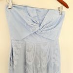 Aijek Anthro Natalie Baby Blue Floral Lace Strapless Capri Silk Blend Jumpsuit 2 Photo 7
