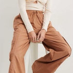 Aerie  High Waisted Go For It Baggy Cargo Pants Brown Tan NEW Womens Medium Photo 0