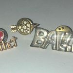 Lot of 3 Gold Tone Ballet I Love Ballet CZ Rhinestone Heart Pins Photo 2