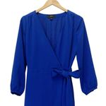 J.Crew Balloon Sleeve True Wrap Dress in 365 Crepe Cobalt Blue Career Size 4 Photo 7