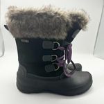 Khombu Slope Black Fur Lined Suede Leather Winter Lace Up Waterproof Boots Sz 7 Photo 1