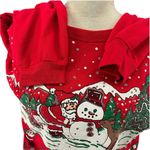 Vintage 90s Varsity Ugly Christmas Sweatshirt Santa Snowman Reindeer Unisex Larg Red Size L Photo 8
