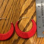 Red Thread Wrapped Hoop Earrings Photo 2