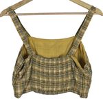 American Eagle  Crop Top Womens M Yellow Linen Plaid Smocked Cottagecore 90s Photo 1