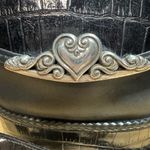 BRIGHTON Bucket Tote Shoulder Bag Purse Black Leather w/Embossed Crocodile Photo 1