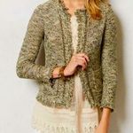 Angel of the North Cardigan Jacket Womens Medium Green Knit Fringe Anthropologie Photo 0