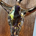 Free People Gold and Iridescent Bull Skull Pendant Necklace Photo 5