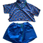 Kathryn Pajama Set Short Sleeve Top & Shorts Blue Floral L Size L Photo 0