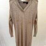 Tahari  crocheted mesh tan hooded swim coverup Size M Photo 1