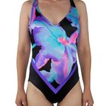 One Piece Vintage 80s The Slim Suit Floral Swimsuit Photo 0