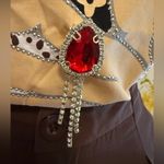 Rhinestone Graphic White and Brown Short Sleeve Tee size S Photo 1