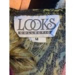 Vintage womens medium looks collection floral open front cardigan belly shirt Green Photo 2