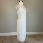 AQUA White Sequined Midi Sheath Cocktail Dress Size 8 Sleeveless Strappy Back by Photo 2