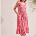 TRIBAL Poppy Red Sleeveless Tie Strap Midi Dress‎ size Medium Pink Photo 2