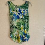 Jams World Tank Top Small Hawaiian Floral Blue Green Sleeveless Vacation Photo 6