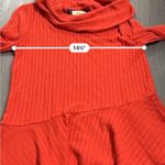 Anthropologie  Maeve Winterscape Ribbed‎ Red Orange Long Sleeve Peplum Ruffle Top Photo 8