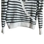 Madewell  Sweater Women M Gray Stripe Wrap Bodice Cozy Warm Contemporary Gorpcore Photo 5