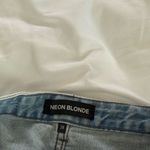 Neon Blonde Denim Skirt Star Details Distressed Hem NWT Blue Size 6 Photo 10