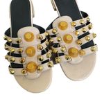 Balenciaga  Beige Leather Arena Giant Studded Flat Slides Size 36.5 Photo 8