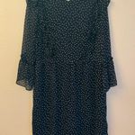 Topshop Size 10 Black White Polka Dot Knee Length Dress Sheer Ruffles Photo 14
