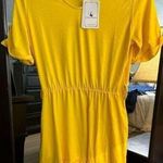 NEW T Shirt Short Roll Sleeve Flowy Swing Ruffle Dress Pockets S Yellow Photo 0