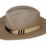 Nikki Beach wool felt fedora hat in a neutral taupe/greige tone. Tan Photo 0