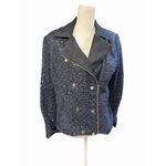 White House | Black Market WHBM Women's Quintessential Sequin Tweed Moto Jacket Size 12 Photo 3