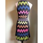 Missoni Knit Zigzag Pattern Sleeveless Halter Dress Black Multi 2 Y2K boho retro Photo 2