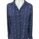 Mossimo Women's Navy White Button Down Collar Long Sleeve Shirt Blouse Top Sz M Blue Size M Photo 0