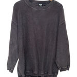 Aerie New Love Corded Ribbed Crewneck Sweatshirt Sz S Gray Oversized Boho Photo 0