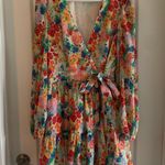 Women’s Medium COREY LYNN CALTER Multi Pleated Floral L/S Mini Wrap Dress Photo 0