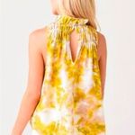 Joie NWT  Summer Porcelain Print Sleeveless Smocked Neck Satin Fern Top.‎ Small Photo 2