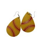 Faux Leather Softball American Union Jack Earrings Red Photo 2